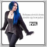 (ネセサリーイヴィル) NECESSARY EVIL ゴシック 優雅なデニム地 後ろ美人な大きなリボンのトレーンデニム 長袖ジャケット 紺 wot133