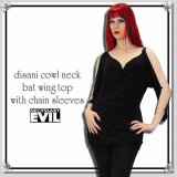 (ネセサリーイヴィル) NECESSARY EVIL ゴシック チェーン飾りアームスリット＆ボルドー ネックカットソー
