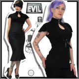 (ネセサリーイヴィル) NECESSARY EVIL ゴシック ウェストのリボンが愛らしい スタンドカラー フレンチ袖 カットソー 黒 wot158