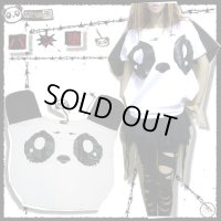 訳あり アウトレット うるうるお目々パンダ なりきりTシャツ 半袖 レディース 服 パンク ラグラン袖 サブカル系/wot188-2