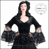 Sinister(シニスター) ゴシック 堕天使の花嫁フレアスリーブ長袖カットソー トップス ぽっちゃりサイズ