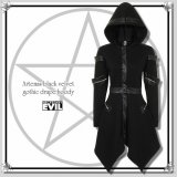 訳あり (ネセサリーイヴィル) NECESSARY EVIL ネオゴシック 腕章ボンテージ スウェット地フード付コート 裏起毛 黒 ブラック 