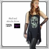 (ネセサリーイヴィル) vengence by NECESSARY EVIL パンク スパンコール 髑髏 ダメージ穴あきノースリーブ チュニック 黒 wow049