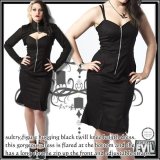 (ネセサリーイヴィル) NECESSARY EVIL ゴシック ジップアップ 英国 フレア キャミ ワンピース 黒 wow062