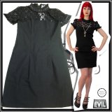 (ネセサリーイヴィル) NECESSARY EVIL ゴシック パーティー ラッフル襟とレースのグラマラス ワンピース 黒 wow085