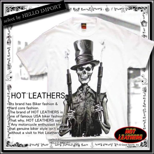 画像1: (ホットレザーズ) HOT LEATHERS スカル ヒットマン メンズ 服 半袖 Tシャツ プリント ロック 大きいサイズ 白 rfa022 (1)
