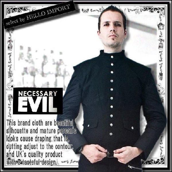 画像1: (ネセサリーイヴィル) NECESSARY EVIL ゴシック 服 紳士の ブラック ベスト メンズ 黒 rfa235 (1)