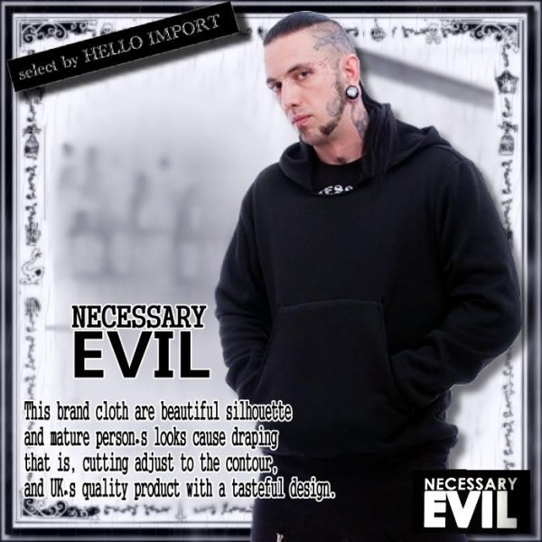 画像1: (ネセサリーイヴィル) NECESSARY EVIL ゴシック バッグになる パーカー メンズ 黒 rfa236 (1)