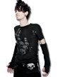 画像2: (クイーンオブダークネス) QUEEN OF DARKNESS ゴシック スカルプリントのフェイクレイヤード Tシャツ メンズ 半袖 黒 送料無料 /rfa167 (2)