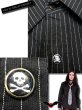 画像3: (クイーンオブダークネス) QUEEN OF DARKNESS 縦と横ライン ドレスシャツ メンズ 海賊マーク ボタン 黒 白 rfa220 (3)
